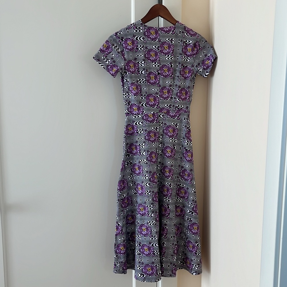 BNWT Nooworks Greta Haze Dress, XS Purple Multicolor Short Sleeve w/Pockets - Picture 4 of 9